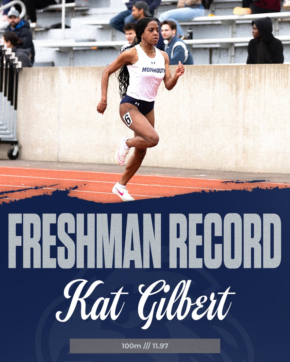 Are you kitten me, Kat!? She sets a @MUHawksXCTF freshman record and now ranks third all-time in school history! #FlyHawks || #CAAChamps