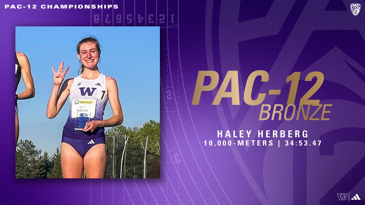 +6 𝑇𝐸𝐴𝑀 𝑃𝑂𝐼𝑁𝑇𝑆 🥉 Haley Herberg matches her best career finish at the Pac-12 Championships, placing third overall. No grittier Dawg 😤 #GoHuskies x #Pac12TF