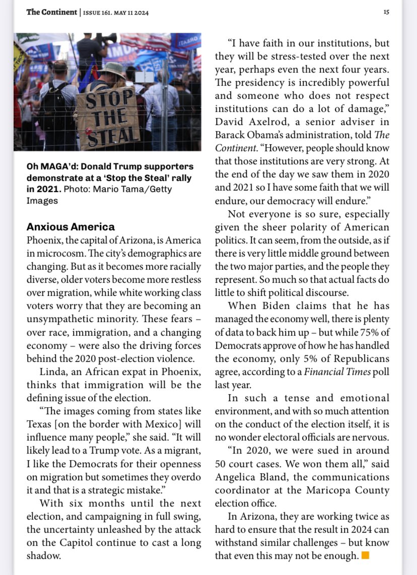 Western media parachutes journalists to report on elections and other events in Africa all the time. Thanks to the incredible folks at @thecontinent_ , I am delighted to do a reverse and report on American politics amid some stressful times for democracy. Will America endure?