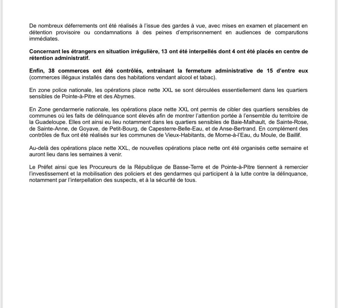 #PlaceNette 🔴🔴🔴
Bilan des opérations « Place Nette XXL» du 15 avril au 6 mai 
@guadeloupela1e @Procureur_pap @ProcureurBasseT @Prefet971 @PoliceNat971 @Gendarmerie_971