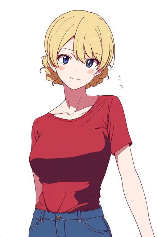 darjeeling (girls und panzer) 1girl solo breasts looking at viewer blush smile short hair  illustration images