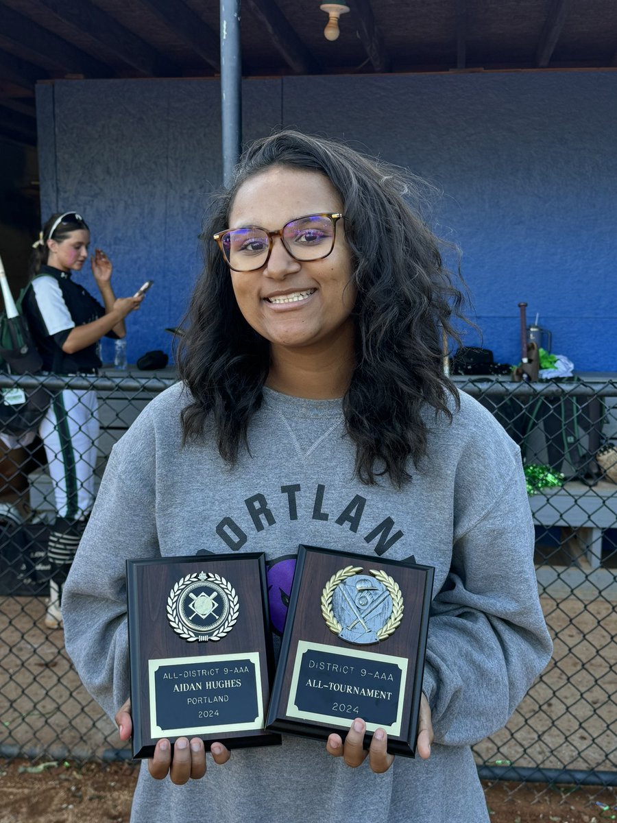 Our at @aidanhu00 gets 9AAA All District and All Tournament! Great job, Lil A!! 🥎💜💪 #WeFlyTogether