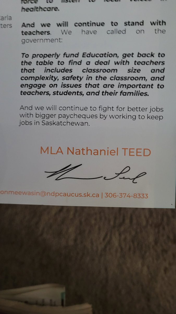 Thanks to Nathaniel Teed who is the Saskatchewan NDP MLA for Meewasin.