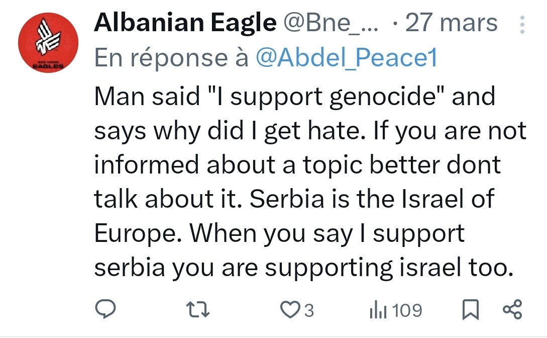 Please Albanians next time don't  give me any lessons. Thank you Serbia for supporting 🇵🇸