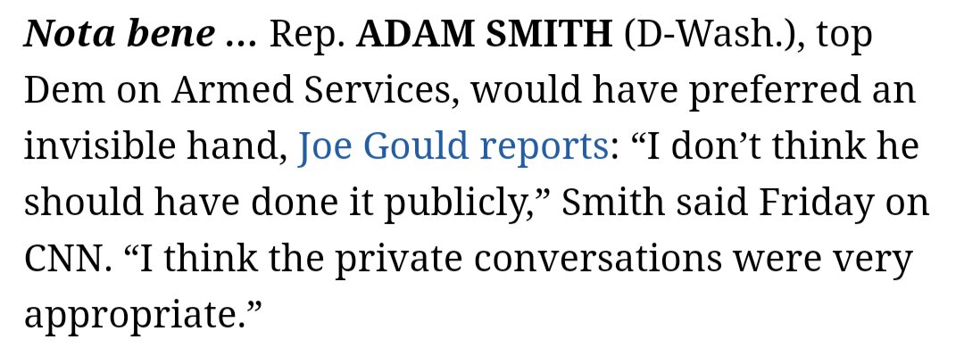 It's Friday night, I've had a cocktail, and I want to note I've been waiting roughly a decade to slip this particular @RepAdamSmith joke into print. politico.com/newsletters/pl…