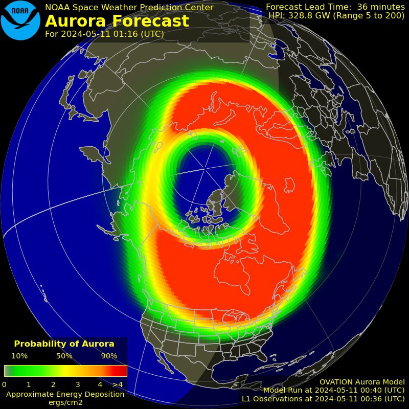 I don’t post about the aurora much because of how difficult it is to see from NYC. However, recent data suggests we are experiencing the strongest geomagnetic storm since 2003. This is a big one! You may be able to view the aurora up and down the East Coast tonight. (1/2)