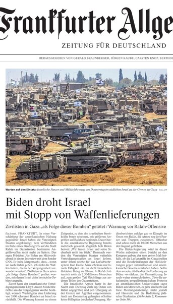 'Biden droht Israel,' Frankfurter Allgemeine Zeitung declares but the 'threat' isn't real because #GenocideJoeBiden is as committed to #ApartheidIsrael's #GazaGenocide as #BenjaminNetanyahu: #Germany's media are part of the #Zionist machine... middleeastmonitor.com/20240510-netan…