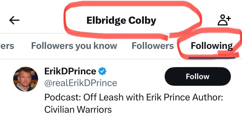 Interesting. Elbridge Colby follows Erik Prince. You know. Blackwater. Civilian massacres. War crimes.
