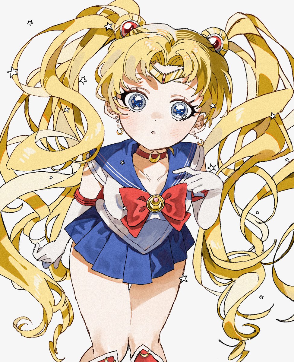 sailor moon ,tsukino usagi 1girl solo long hair looking at viewer blush blue eyes simple background  illustration images
