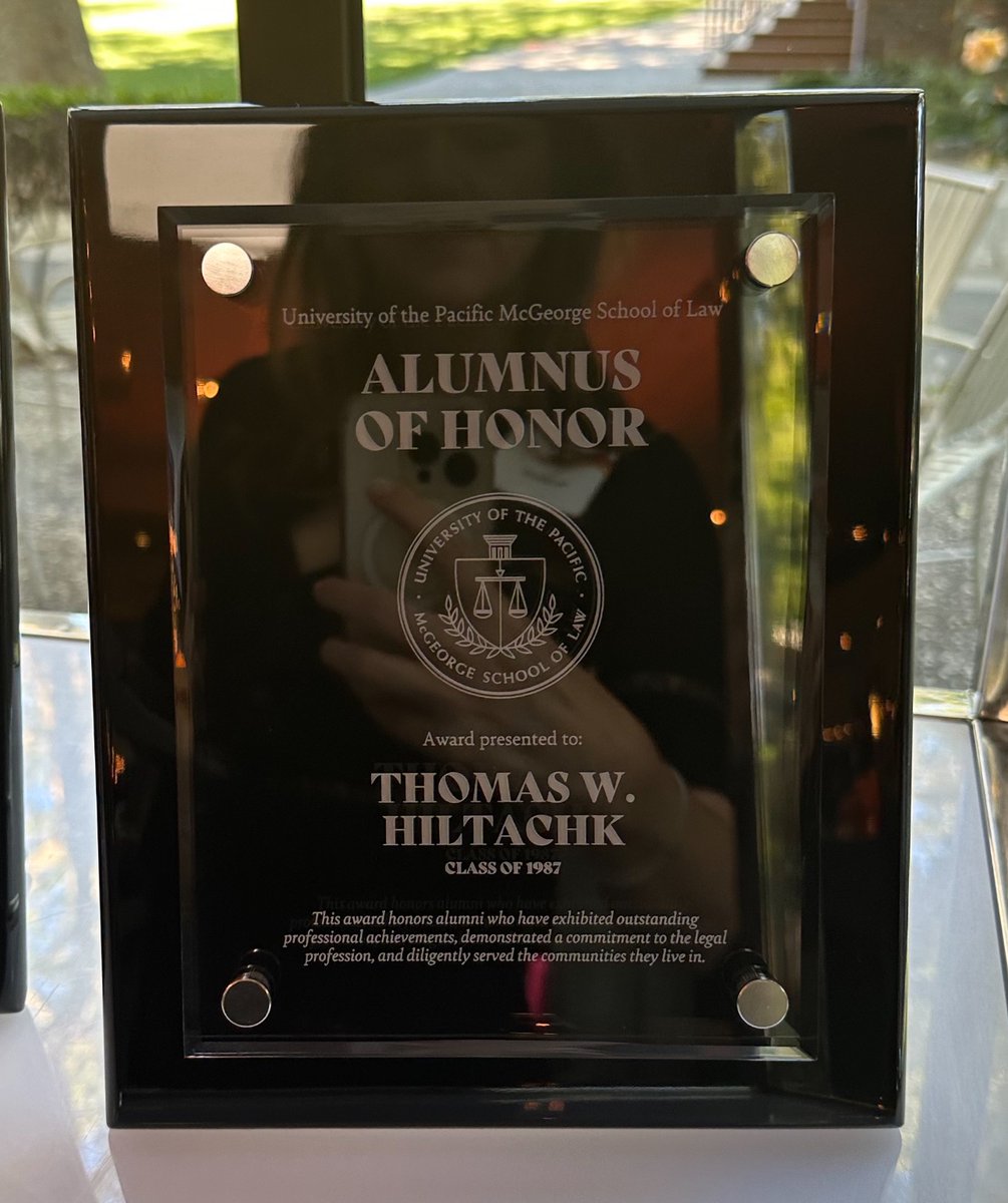 .<a href="/PacificMcGeorge/">McGeorge School of Law</a> has presented our very own Tom Hiltachk the Alumnus of Honor award