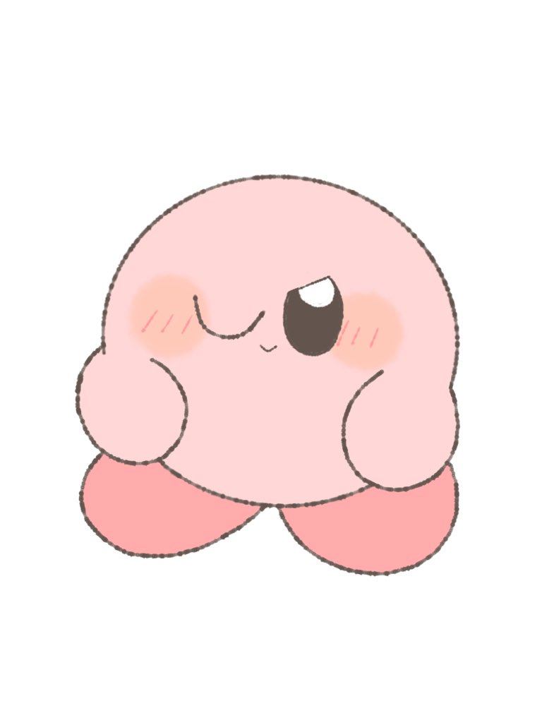 kirby solo looking at viewer blush smile simple background white background closed mouth  illustration images