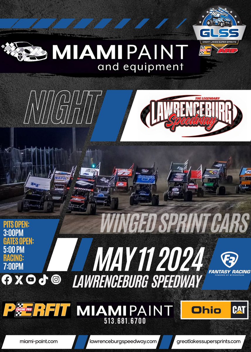 Fly into action this Saturday, May 11th, as the Ohio CAT Sprint Car Division takes flight at Lawrenceburg Speedway ! Get ready for high-speed thrills, roaring engines, and 𝗪𝗜𝗡𝗚𝗘𝗗 𝗦𝗣𝗥𝗜𝗡𝗧 𝗖𝗔𝗥𝗦 battling it out on the track.