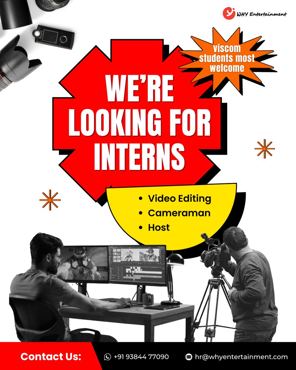 WHY Entertainment is looking for Digital Marketing Interns for motion pictures. Months of Experience: Freshers Location: Chennai #NowHiring #JobOpportunity #JoinOurTeam #CareerOpportunity #JobOpening #HiringNow #ApplyNow #DreamJob #JobSearch