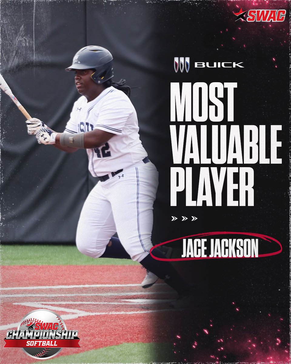 𝓣𝓱𝓮𝓮 𝓜𝓥𝓟 🥎‼️

Congratulations to @GoJSUTigers , Jace Jackson for being named the 2024 SWAC Softball MVP!

#SWACSB | #BuildingChampionsForLife