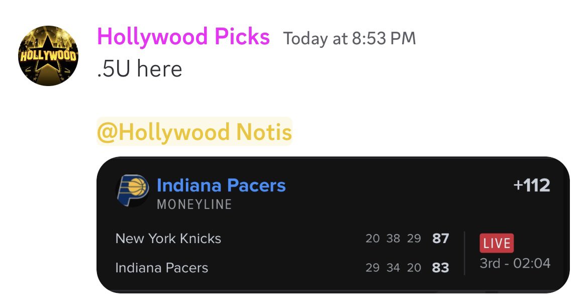 BANG! ✅ Cash the live play for the discord! Had to take the Pacers at plus money! Use code “NBA” to join the discord for only $10 for your first month! (Also got some more parlays brewing😏) @PremierPicksVIP Discord link: whop.com/premierpicks/