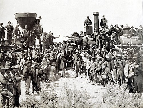 155 years ago today, the first Transcontinental Railroad in the U.S. is completed at Promontory Summit, Utah. The railroad was authorized by the Pacific Railroad Act of 1862, which Lincoln signed July 1, 1862.