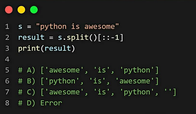 Python Question / Quiz;

What is the output of the following Python code, and why? 🤔🚀 Comment your answers below! 👇

#python #programming #developer #morioh #programmer #coding #coder #webdeveloper #webdevelopment #pythonprogramming #pythonquiz #machinelearning #datascience