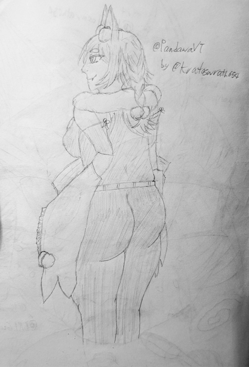 PathogenVT's tweet image. Day 93/100!
&quot;Jeans make my legs look FAT&quot; ~ @PandawaVT 🧡🩷

#pandawaart #traditionalart