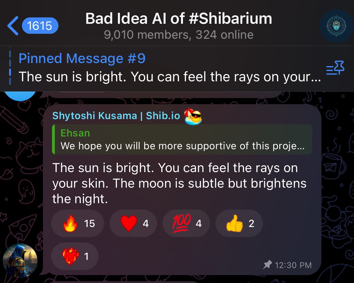 Bad Idea AI (@badideaai) on Twitter photo Big shoutout to <a href="/ShytoshiKusama/">Shytoshi Kusama™</a> for dropping into <a href="/badideaai/">Bad Idea AI</a> telegram today : t.me/badideaai ; as $Bad continues to celebrate its 1 year anniversary with almost 30K in buybacks today. We carry the $Shib Flag Big shoutout to <a href="/ShytoshiKusama/">Shytoshi Kusama™</a> for dropping into <a href="/badideaai/">Bad Idea AI</a> telegram today : t.me/badideaai ; as $Bad continues to celebrate its 1 year anniversary with almost 30K in buybacks today. We carry the $Shib Flag