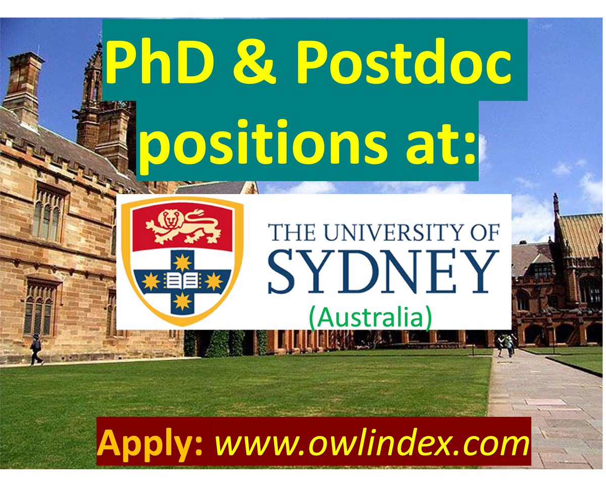 23 PhD & Postdoc positions at the University of Sydney (Australia): owlindex.com/oi/MzTjNpBd
*******************

#owlindex #PhD #PhDposition #phdresearch #phdjobs #postdoc #postdocs #postdocposition #postdocjobs #postdoctoral #Research #positions @owlindex  @Universityofsydney
