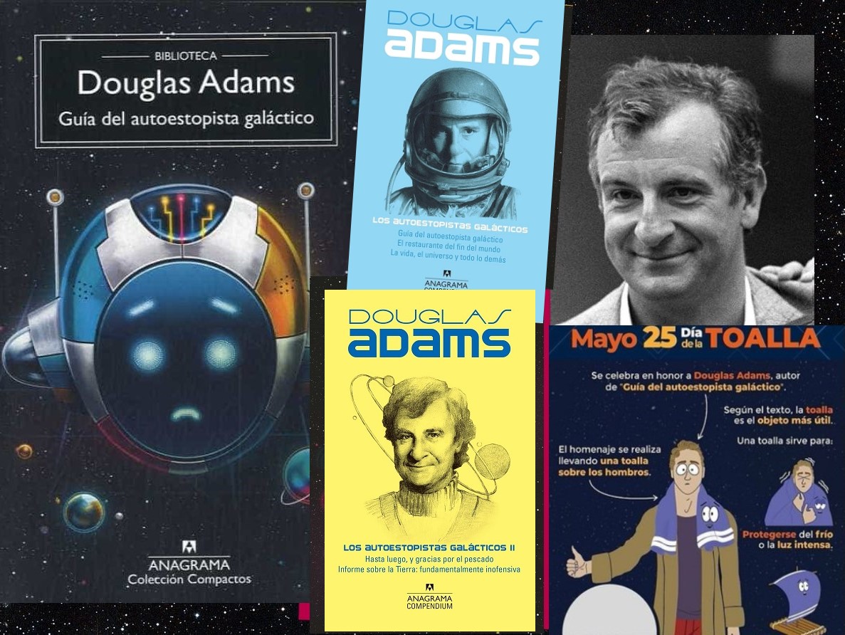El 11 de mayo de 2001 muere a los 49 años 🖊️ Douglas Adams Escritor de #CienciaFicción Autor de la, 👉📚 Guía del autoestopista galáctico La saga más desternillante del género. Con miles de fans que cada 25 de mayo, celebran el #TowelDay, en honor del escritor y su serie.