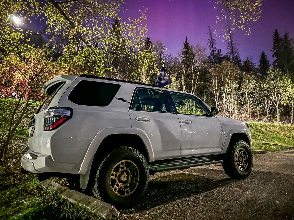 I decided to stay in the city, hoping for awesome Aurora over downtown. Then when I looked South it was crazy! Took a few pics and decided to move locations. When I got back to my 4Runner I could see the purple in the sky, so I took an iPhone photo! lol