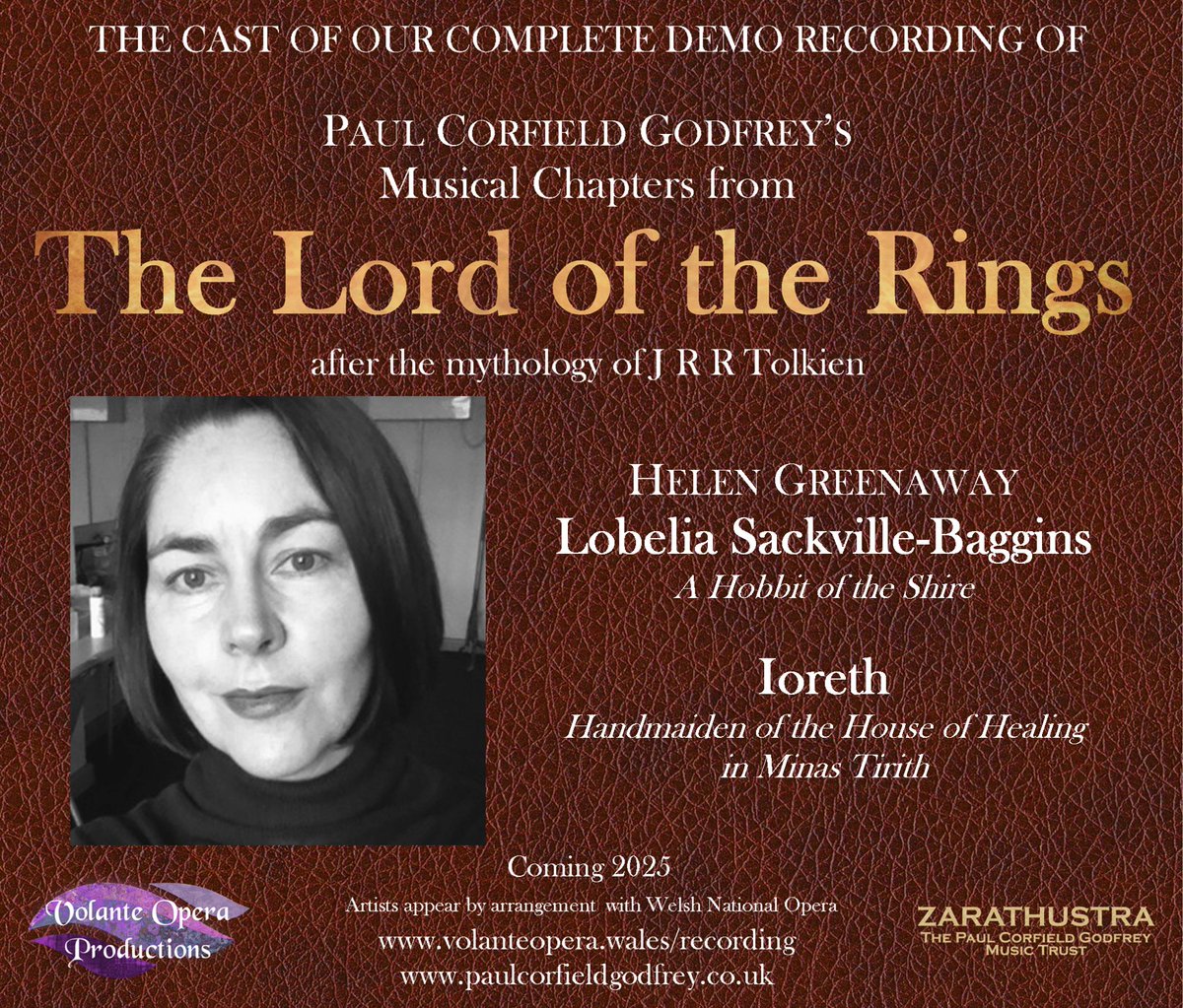 @GreenawayHelen will be performing the roles of Lobelia and Ioreth on our Complete Demo Recording of @TheCorfield Musical Chapters from #TheLordoftheRings #Tolkien
volanteopera.wales
 #opera #lordoftherings #middleearth #operasinger #ioreth #hobbit #gondor #housesofhealing
