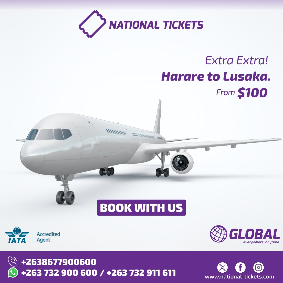 NatticksZim's tweet photo. Extra Extra! Get ready to jet set from Harare to Lusaka! Book your affordable flight with us today.
Book your ticket: WhatsApp
https://t.co/pMt0xuNzNP
#extraextra #specialoffer #booknow #affordableprices #easybooking #Nationaltickets #bookwithus #everywhereanytime #lusaka https://t.co/M9xIHQbcO7