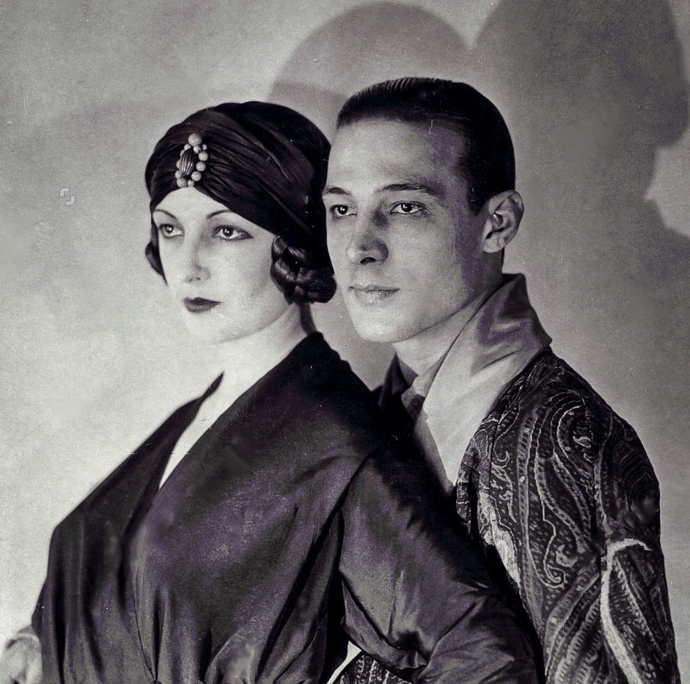 Natacha Rambova and her husband Rudolph Valentino by James Abbe, 1923.