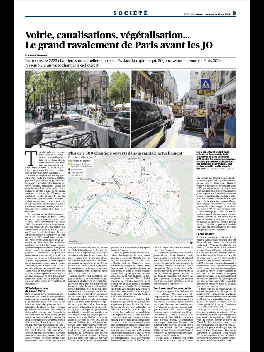 A 80 jours de l’ouverture des #JO2024 c’est le grand chaos a #saccageparis ! Pas moins de 7500 chantiers sont recensés dans la Capitale mettant les nerfs des Parisiens et des visiteurs à rude épreuve 😰😨. #Paris2024 on n’est (pas encore) prêts 🙄👎