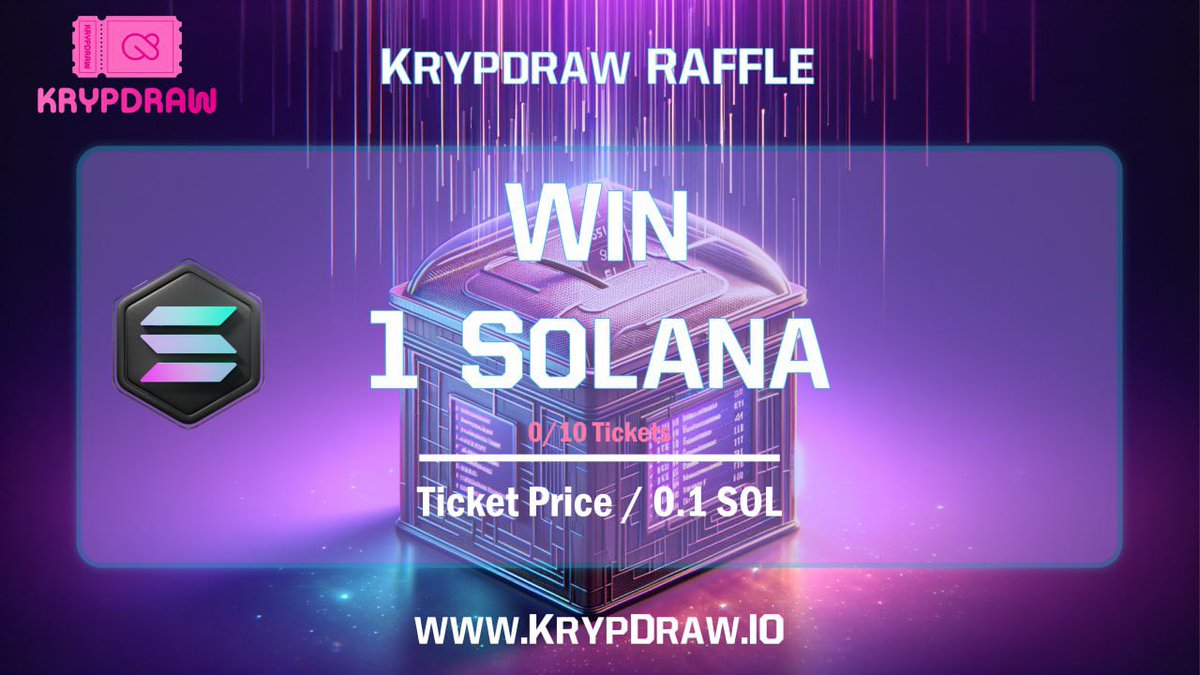 🎟️ PARTICIPATE FOR A CHANCE TO WIN 1 SOLANA🎟️

Krypdraw Raffle Draw for the Prize of 1 Solana is now live!

✅Enter our raffle draws section (Link shared below)
✅Select the number of ticket entries you want to purchase
✅Buy multiple entries for a bigger chance of winning
✅Have
