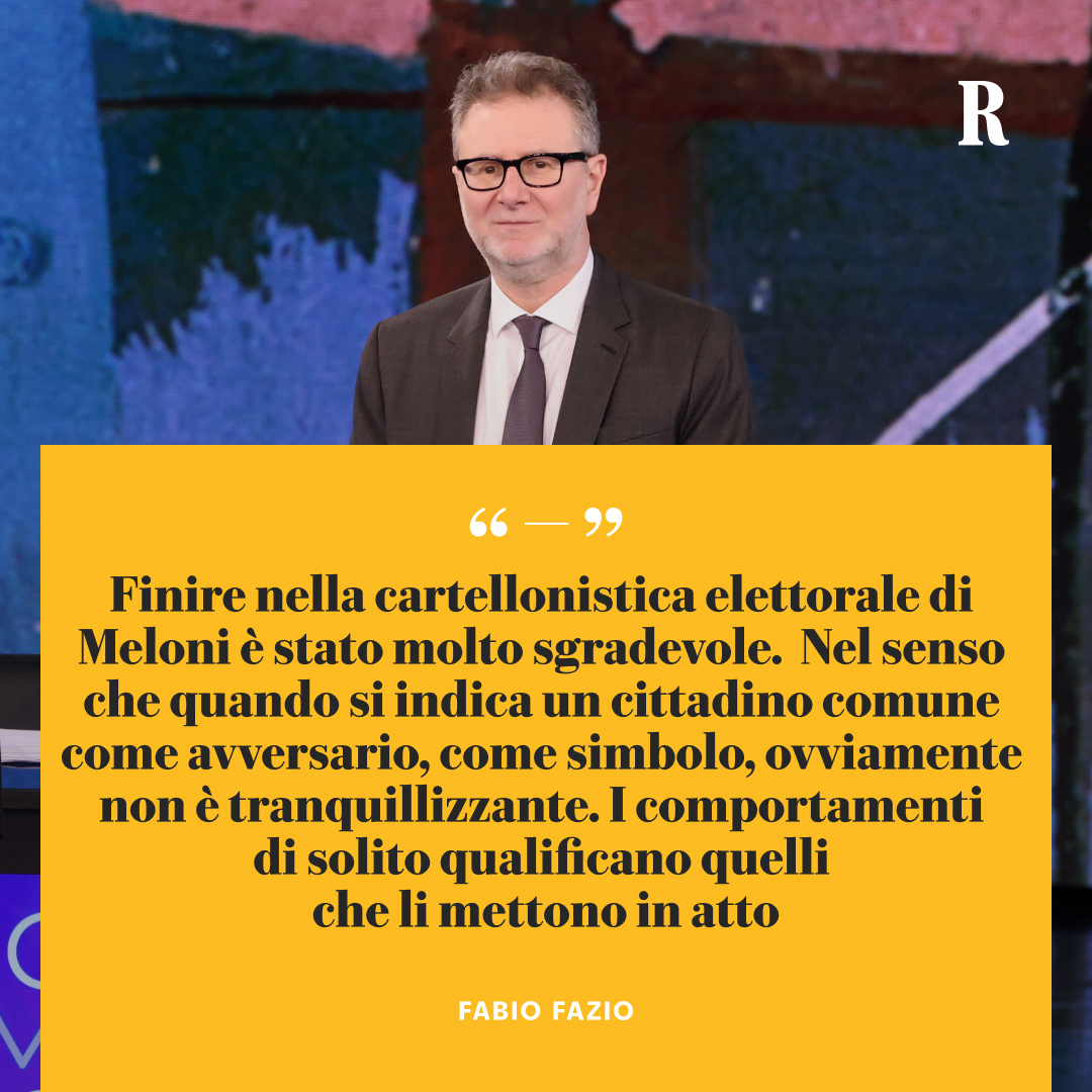 'Finire nella cartellonistica elettorale di Giorgia Meloni è una cosa molto sgradevole. Nel senso che quando si indica una persona fisica, un cittadino comune addirittura come avversario, come simbolo, ovviamente non è tranquillizzante. Pazienza. I comportamenti di solito…