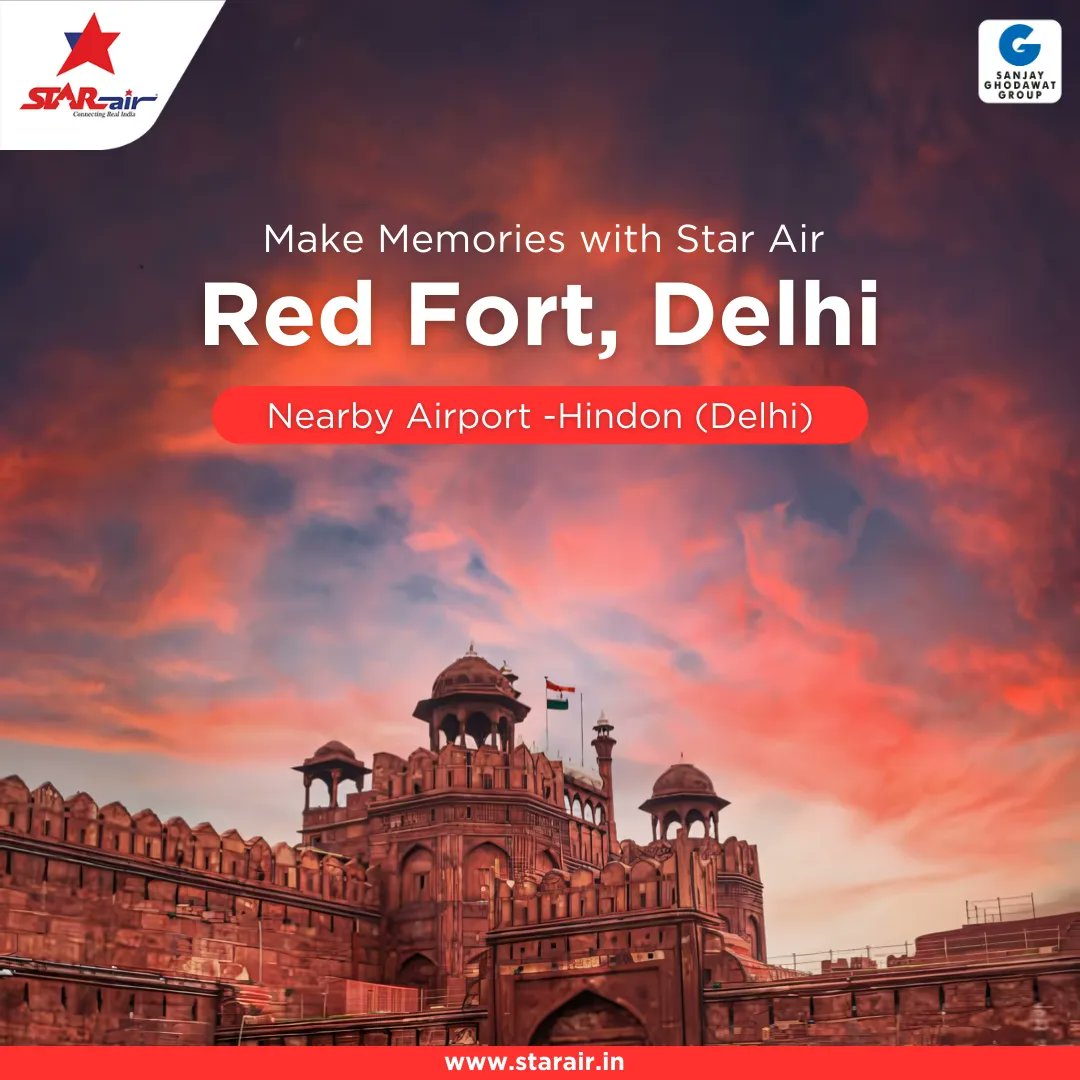 Experience the real India, with the Hindon (Delhi) Airport connection, we're bringing you closer to the iconic landmark Red Fort. #HindonAirport #StarAir #FlywithStarAir #StarExperience #ConnectingRealIndia #EmbraerE175 #E175 #Embraer #ExclusiveConnection #SanjayGhodawatGroup