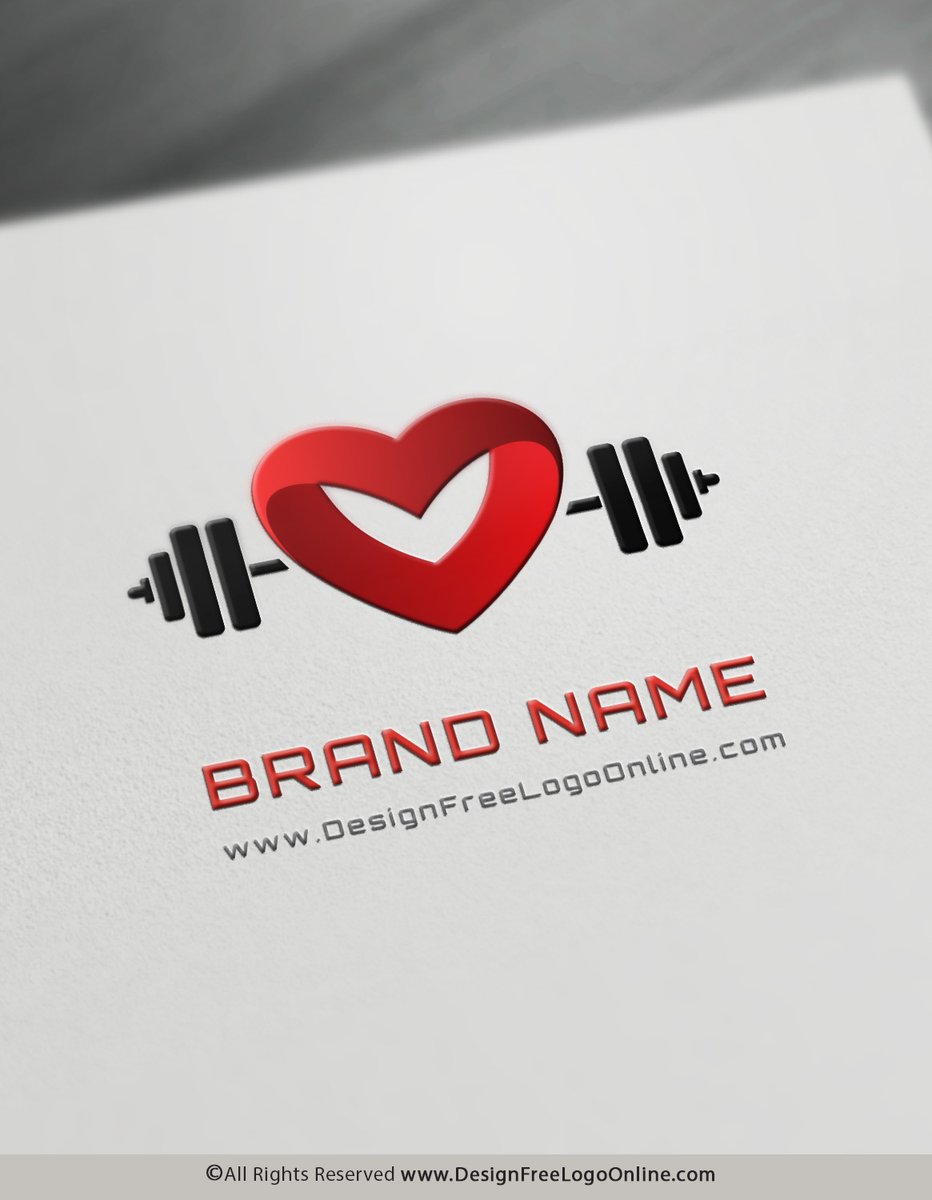 Online CrossFit Gym Logo Design With 3D Heart Symbol  https://t.co/1l7qQN8Xgh #gym Design a 3D Heart Gym Logo With The Free Logo  Maker, image size:932x1200