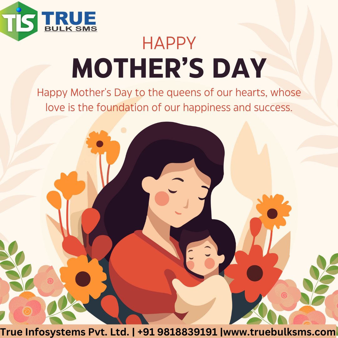 Celebrating Mom 🌸💖 Her love knows no bounds 🌟 Appreciation and gratitude 🙏 Happy Mother’s Day to all amazing moms! 🎉
#HappyMothersDay #ThanksMom #MothersDay2024 #truebulksms #connectwithus 
Visit our website : truebulksms.com
Contact us :+91-9818839191