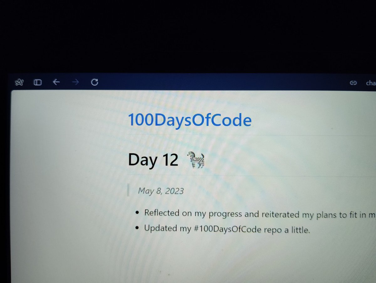 Day 12 of #100DaysOfCode 
- Realised that planning what and how to learn is just as important as learning.
- Reiterated my plans according to my brand new responsibilities.