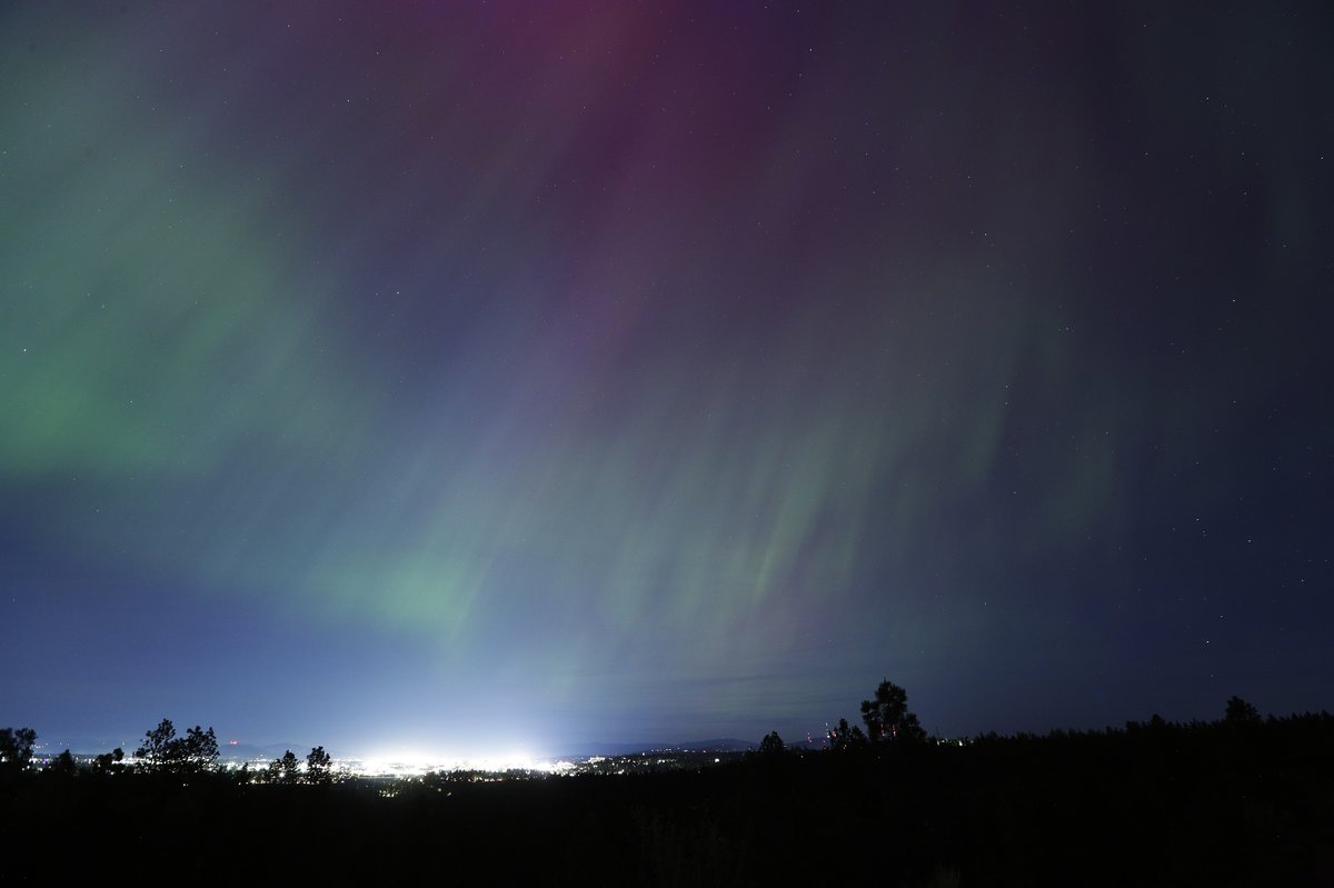 Aurora Borealis over Spokane, Wash., Friday, May 10, 2024.