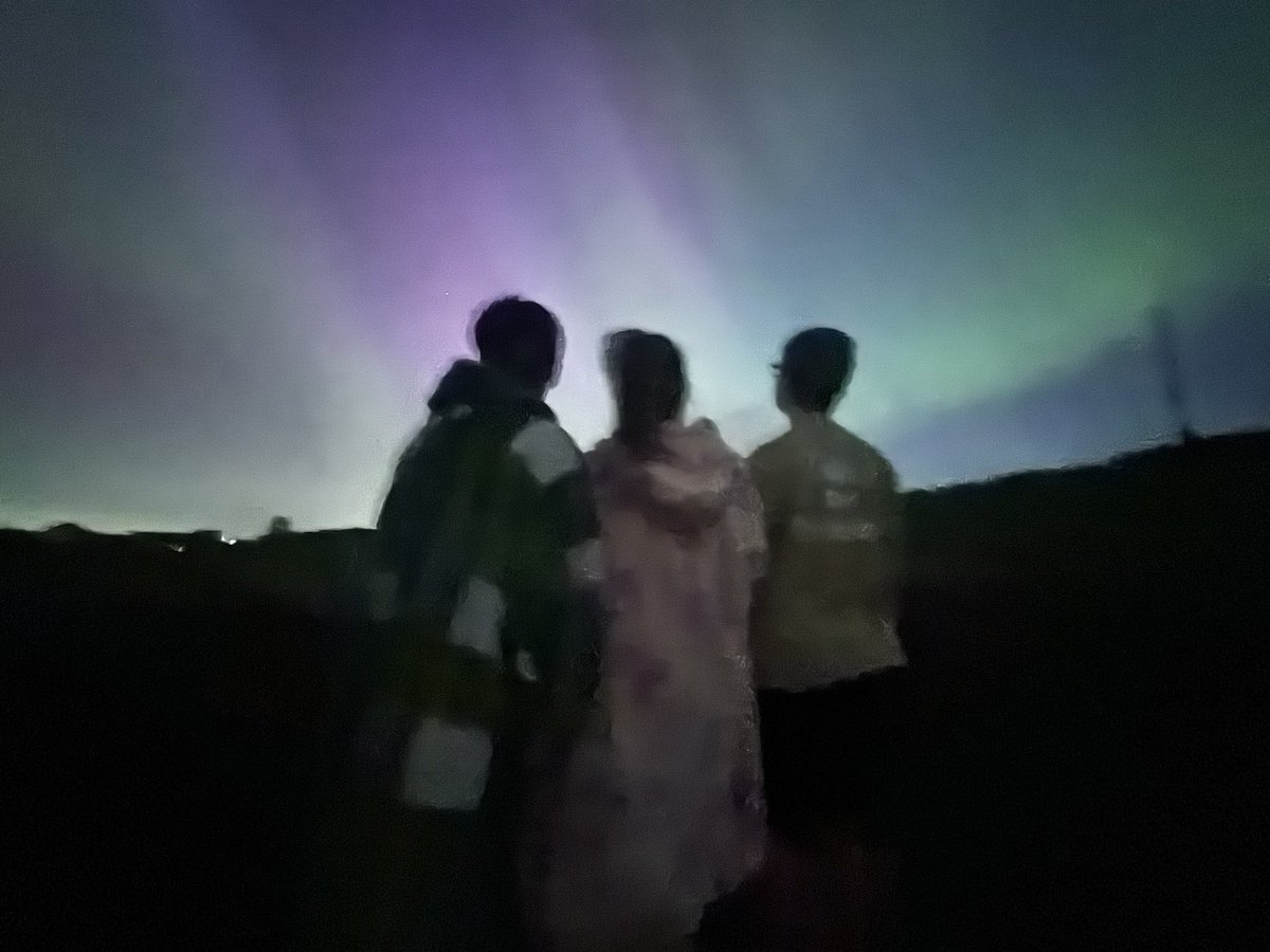 When you drag the kids out of bed to see the northern lights ……..special moment for us all!