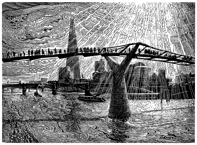 'Millennium Bridge' by John Bryce thewappinggroupofartists.co.uk/members-pages/…