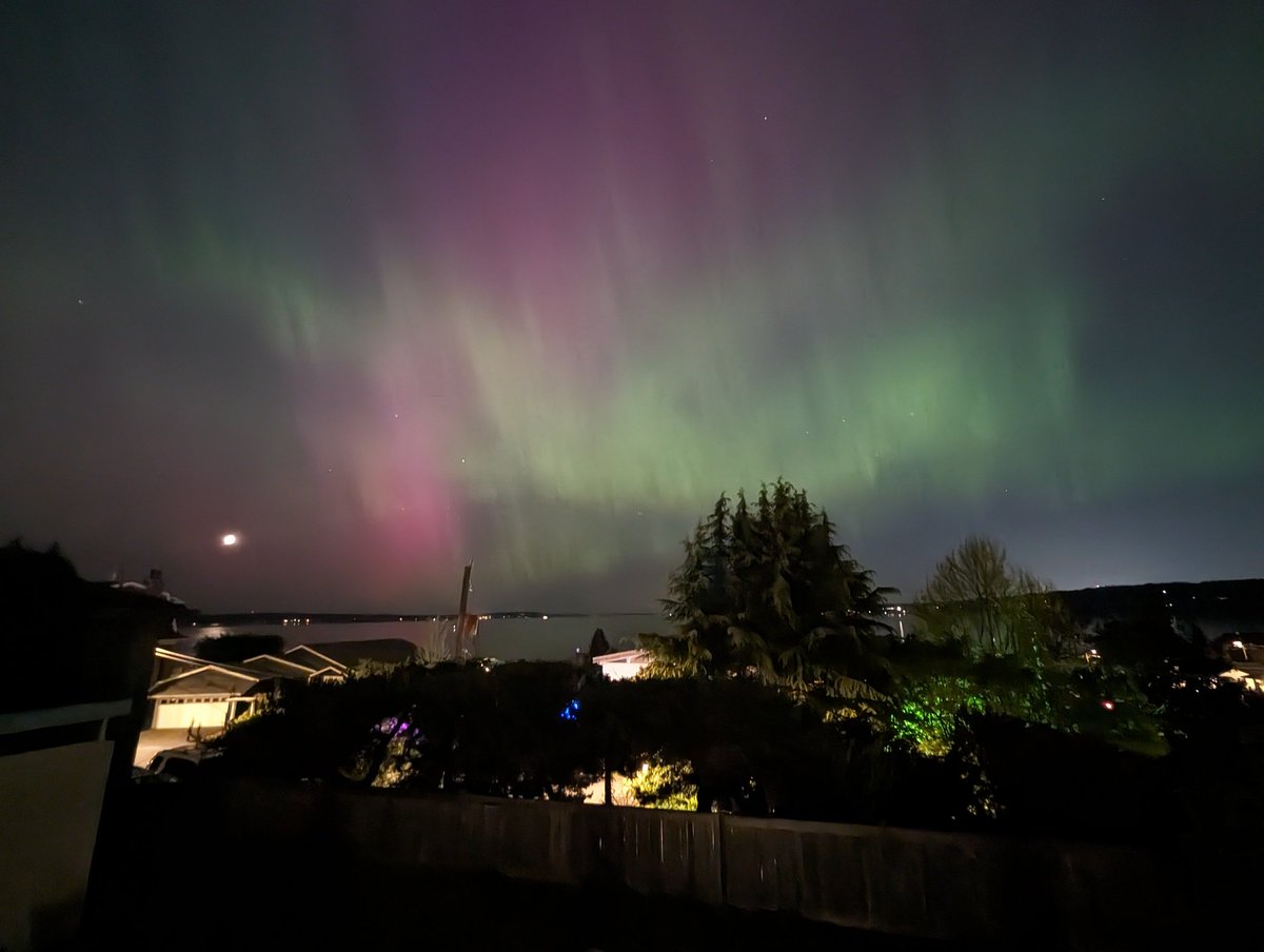 View from our house in Seattle tonight. Pretty spectacular Aurora Borealis!