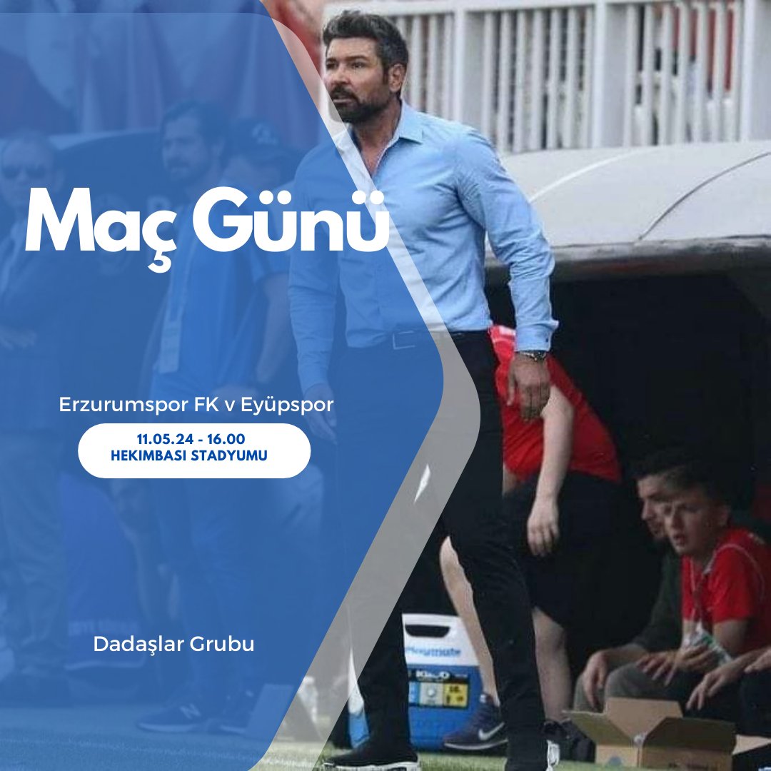 #BugünGünlerdenERZURUMSPOR 💪🏻 🏆 Trendyol 1.Lig 34. hafta 🆚 Eyüpspor 📅 11.05.2024 🕰️ 16.00 🏟️ Hekimbaşı Stadyumu #Erzurumspor #Erzurumsporfk #DadaşlarGrubu