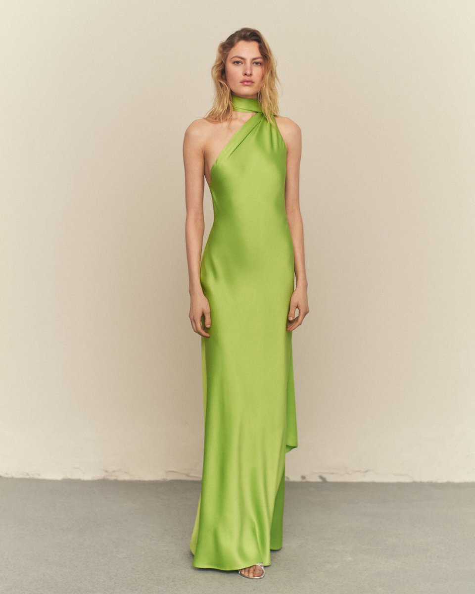 Lime green is one of the stars of the new edition of our Capsule collection, adding a vibrant air to silky and feminine silhouettes suitable for any special occasion 💚 Discover the entire collection now at go.mango/newnow Dress: 67009246 & 67009250 #MangoWoman