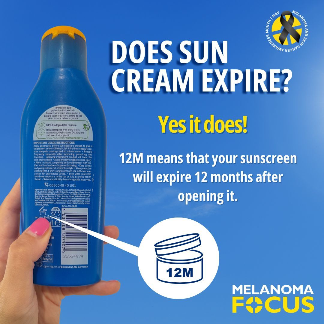 Did you know that your sunscreen has an expiry date? 🧴

Look out for the 'period after open' symbol found on the back of sunscreen bottles. This will tell you how long it can be used after opening it.

Expired sunscreen will not provide effective protection. 

#sunawarenessweek