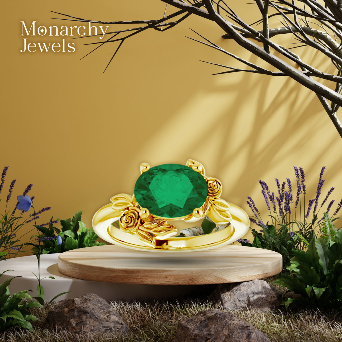 Our Emerald Crystal Rose Ring features a deeply enchanting forest green gemstone, set in 18k Yellow Gold. The perfect birthstone gift for someone with a birthday in May.
#MonarchyJewels #EmeraldJewelry #Emerald #BirthstoneJewelry #MayBirthstone #RoseRing #Gemstones