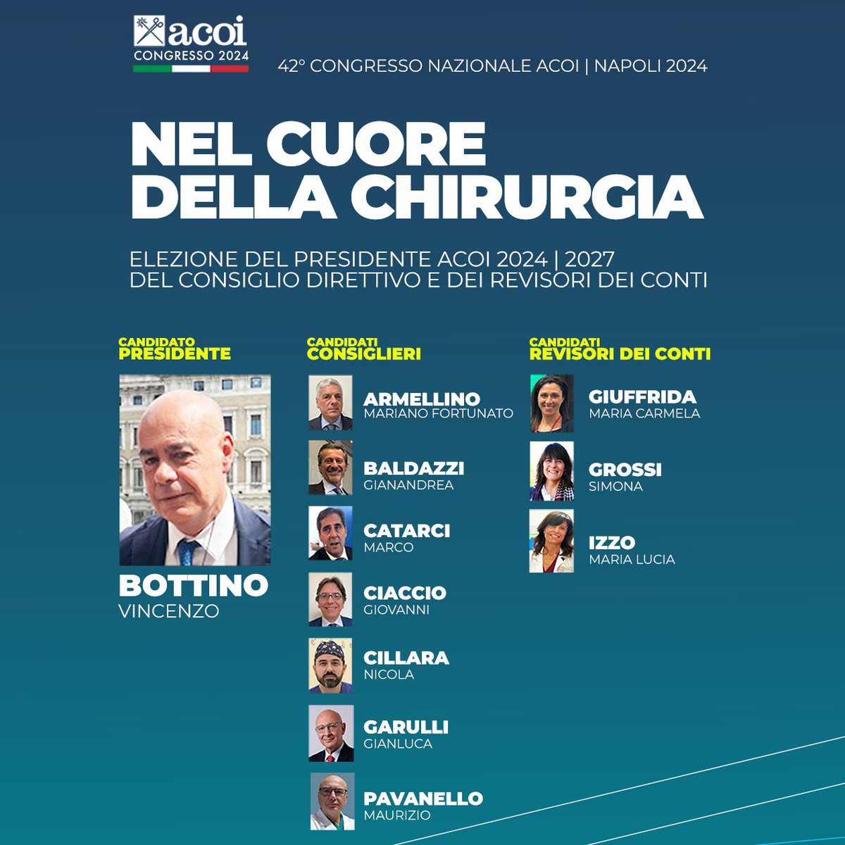‼️Lunedì 13 maggio e martedì 14 maggio si svolgeranno, rispettivamente dalle ore 9 alle ore 17 e dalle ore 9 alle ore 14, le votazioni per eleggere il Presidente, Consiglio direttivo e Revisori dei Conti.

📌Il Seggio Elettorale al secondo piano della sede del Congresso.