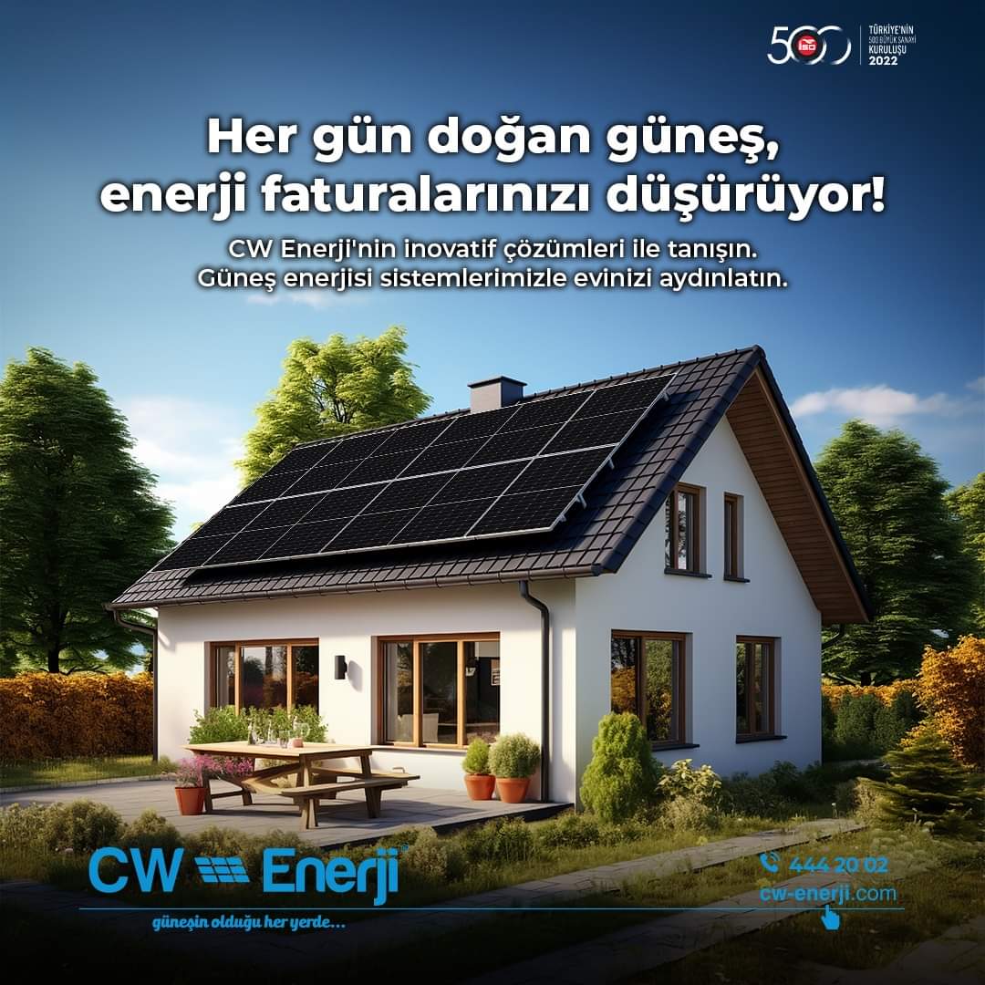 Her gün doğan güneş, enerji faturalarınızı düşürüyor! CW Enerji'nin inovatif çözümleri ile tanışın. Güneş enerjisi sistemlerimizle evinizi aydınlatın. #cwene #cwenerji #güneşpaneli