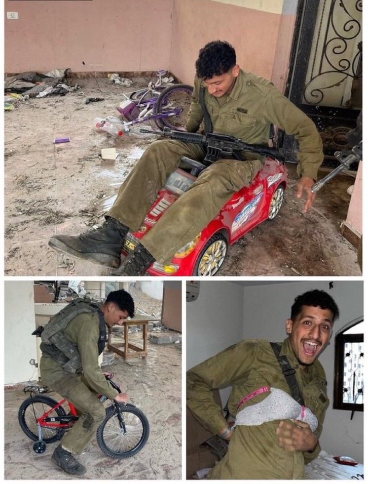 Σιωνιστης ναζι παίζει με τα παιχνίδια και φοράει τα εσώρουχα της μάνας του παιδιού που σκότωσε 

ΤΙΜΗ ΚΑΙ ΔΟΞΑ ΣΤΟΝ ΛΑΟ ΤΗΣ ΠΑΛΑΙΣΤΙΝΗΣ ΠΟΥ ΠΟΛΕΜΑΕΙ ΑΥΤΑ ΤΑ ΤΕΡΑΤΑ 
#FreePalestine #ZionismIsNazism