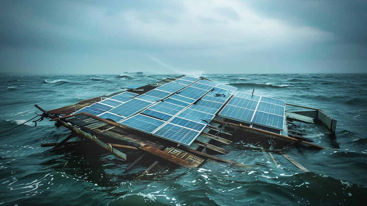 In Indien wurde die weltweit größte schwimmende Solarfarm durch einen Sturm zerstört – noch bevor sie überhaupt in den operativen Betrieb gehen konnte. Videos zeigen, wie das ganze Projekt in kürzester Zeit zerstört wurde. Wie viele Giftstoffe gelangten dadurch ins Meerwasser?