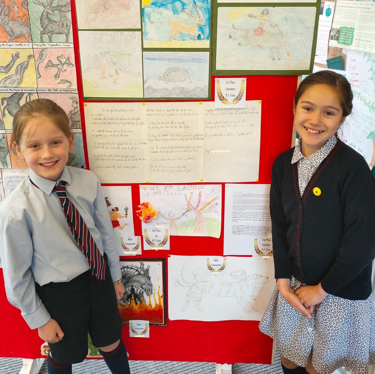 Congratulations to the winners of last term’s Greek myth competition (pictured), which was based around the twelve labours of Hercules. There were prizes for literature and art, and Miss Mitchell reports that choosing the winners was a labour in itself! #portregis #greekmyths