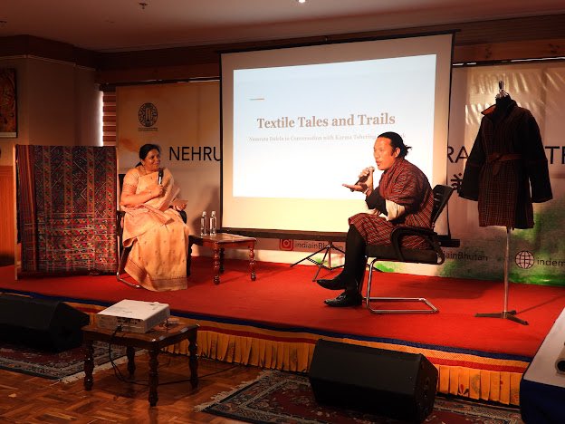 As part of monthly SAMVAD series, NWCC, Thimphu hosted on 10th May a dialogue on “Textile Tales and Trails'. In a fascinating conversation, Ms Namrata Dalela & Mr. Karma Tshering Wangchuk ‘Lhari’ explored different aspects of rich textile traditions of Bhutan & India.